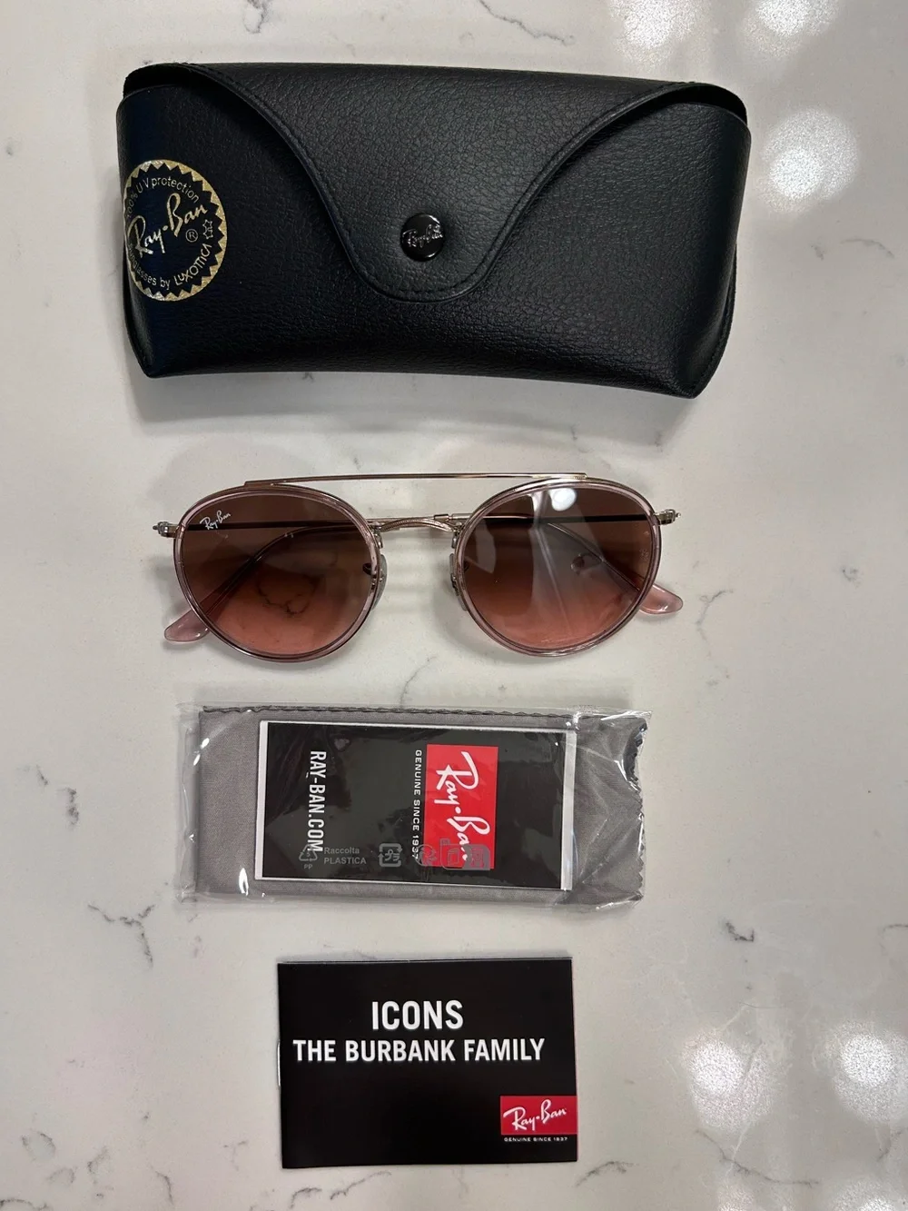 Ray-Ban Round Double Bridge Polished Copper Brown Gradient